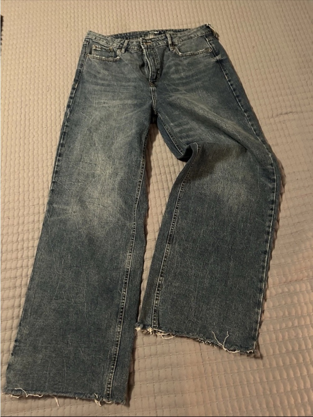 Womens Raw Hem Wide Leg Jeans - old navy